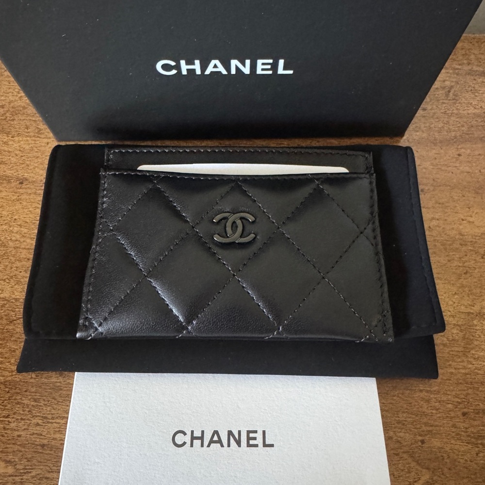 Chanel Black Quilted Card Holder